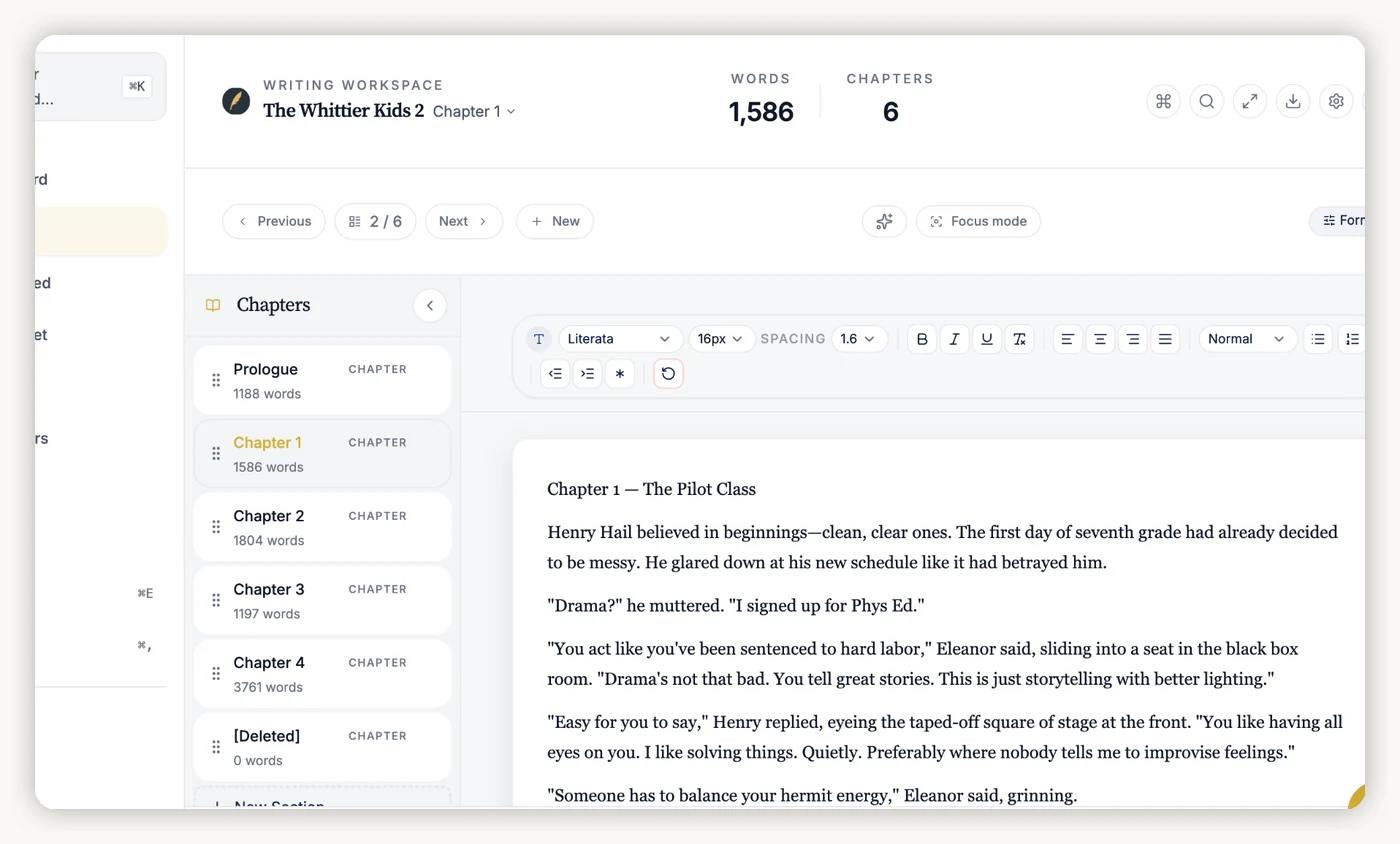 Inkwell writing workspace screenshot